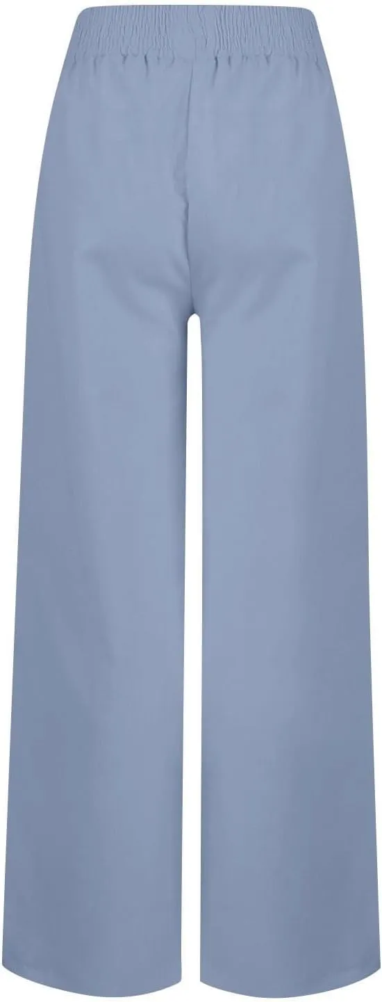 Linen Pants Women High Waisted Wide Leg Lounge Palazzo Capri Pants Summer Business Casual Work Pants Trousers 2025