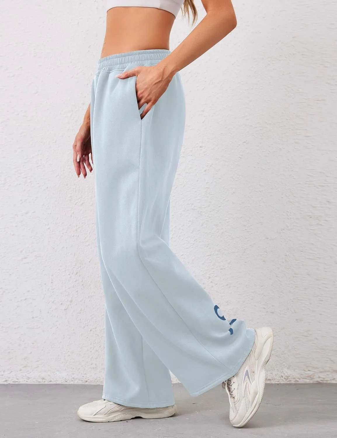 Livtany Womens Straight Leg Graphic Bow Print Sweatpants Wide Leg Elastic Waistband Lounge Pant Lounge Joggers with Pockets