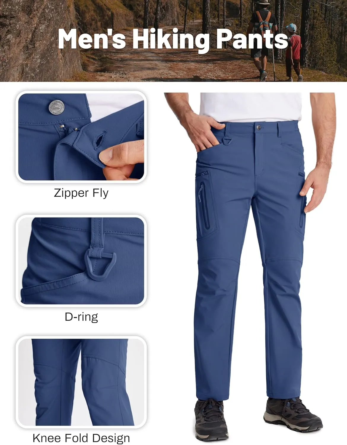 MAGCOMSEN Men's Tactical Pants Water Repellent 8 Pockets Ripstop Hiking Trousers Lightweight Work Pants