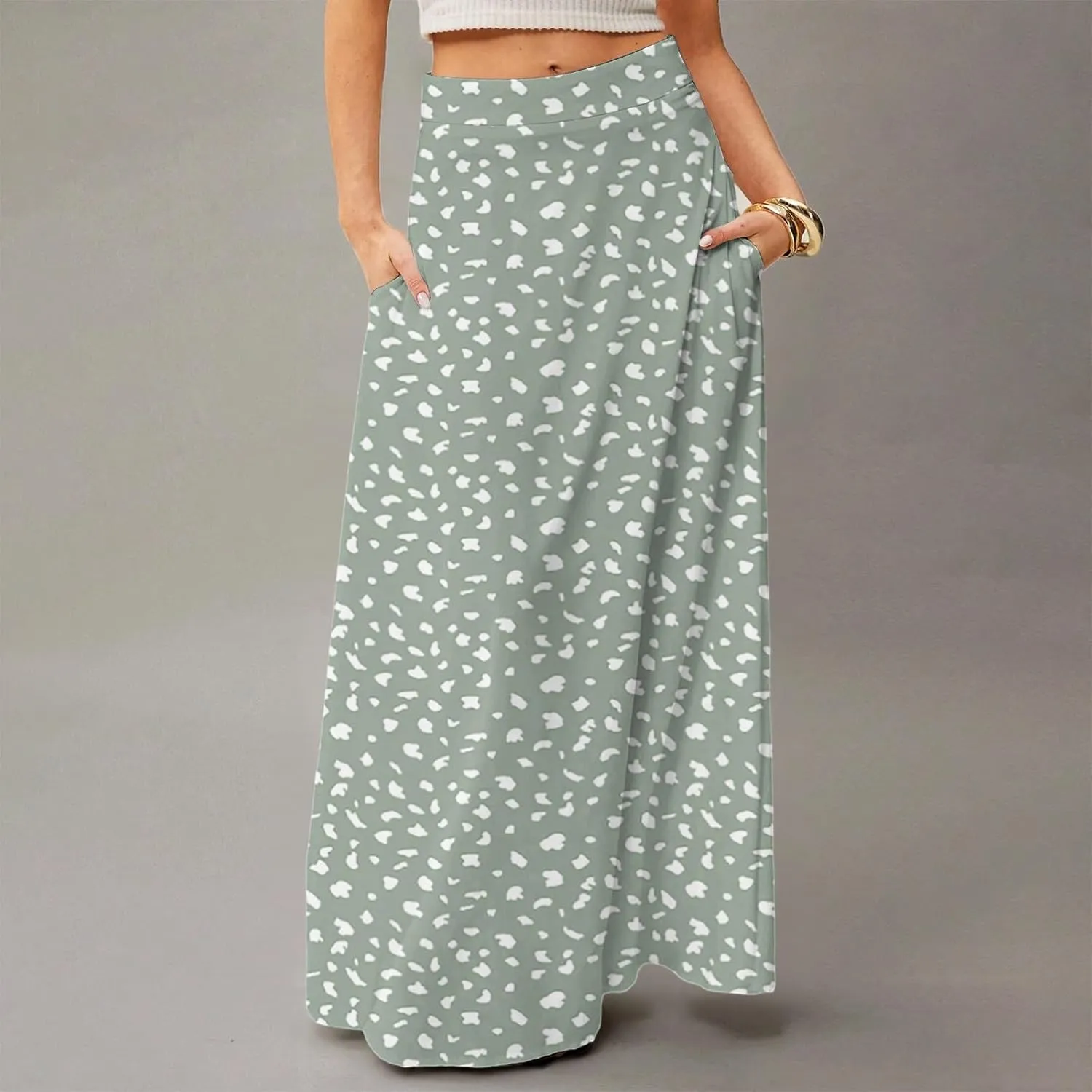 Maxi Skirts for Women 2025 Floral Boho High Waisted Long Skirt with Pockets Flowy Beach Vacation A Line Skirt