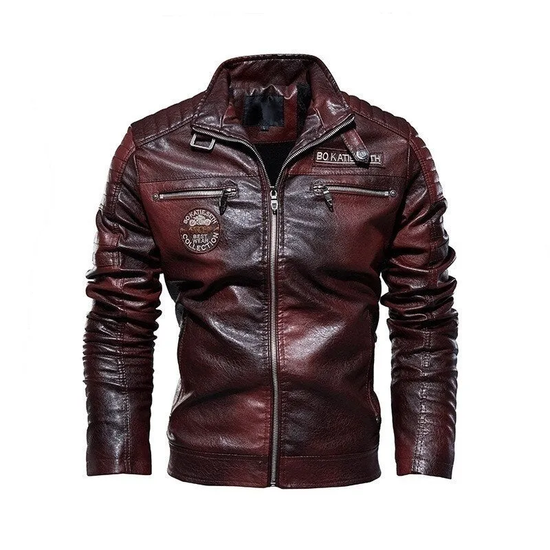 Men Leather Jacket Autumn Zipper Long Sleeve High Quality Motorcycle Jacket Coat Winter Turn Down Collar Male Coat