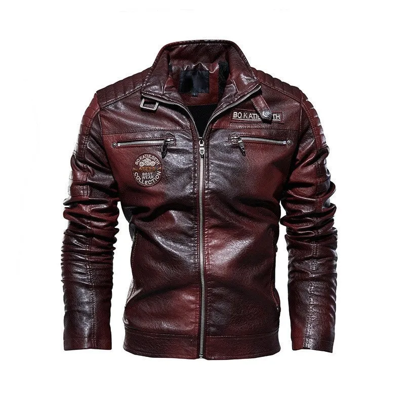 Men Leather Jacket Autumn Zipper Long Sleeve High Quality Motorcycle Jacket Coat Winter Turn Down Collar Male Coat