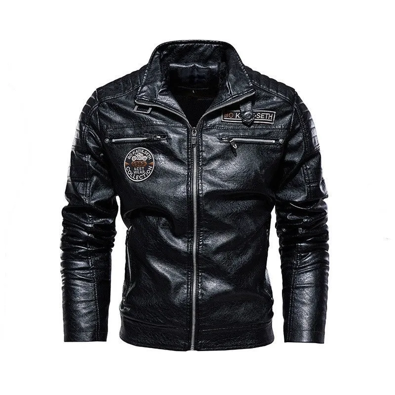 Men Leather Jacket Autumn Zipper Long Sleeve High Quality Motorcycle Jacket Coat Winter Turn Down Collar Male Coat