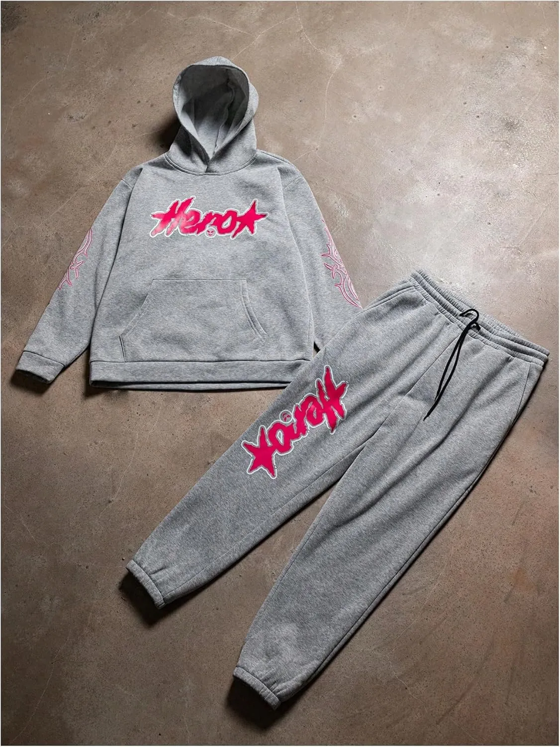 Men's 2 Piece Sweat Suits Long Sleeve Y2k Graphic Hoodie Sweatshirt and Flared Sweatpants Tracksuits Set