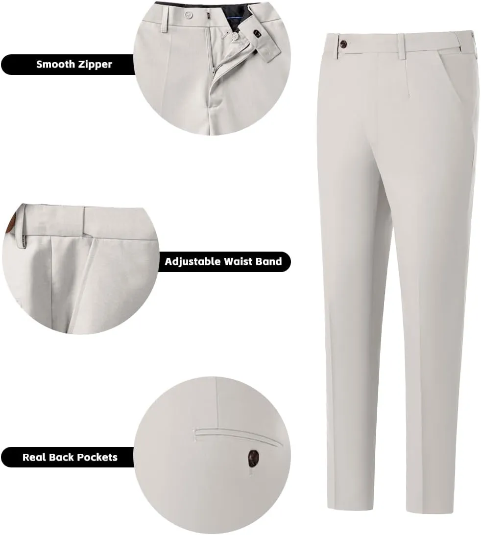 Mens 3 Piece Slim Fit Suit Set, Double Breasted Blazer Vest Pants Business Tuxedo Dress
