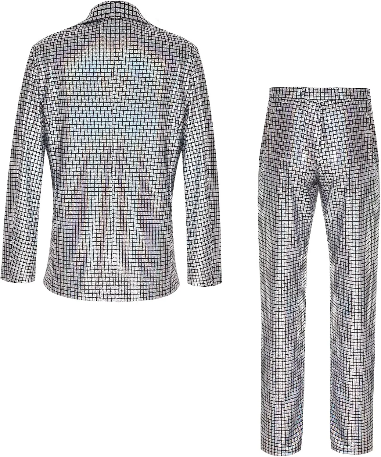 Men's 70s Disco Outfit Rainbow Suit Sequin Jacket and Pants Halloween Party Costume