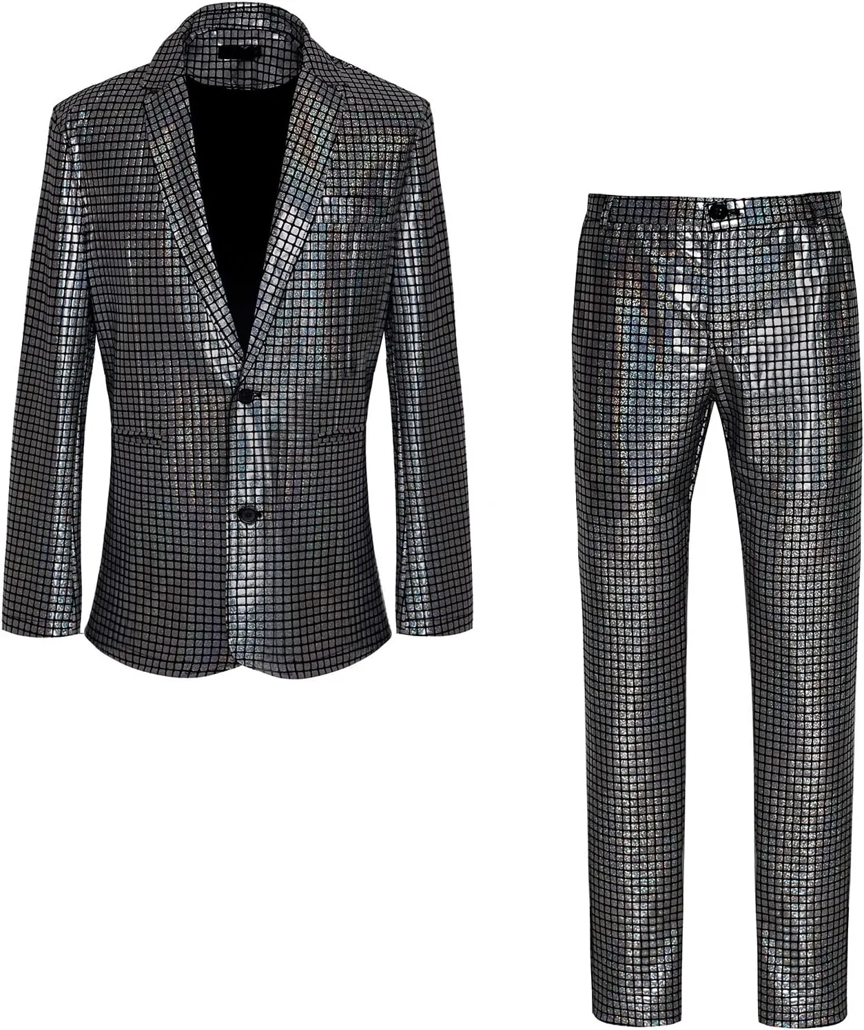 Men's 70s Disco Outfit Rainbow Suit Sequin Jacket and Pants Halloween Party Costume