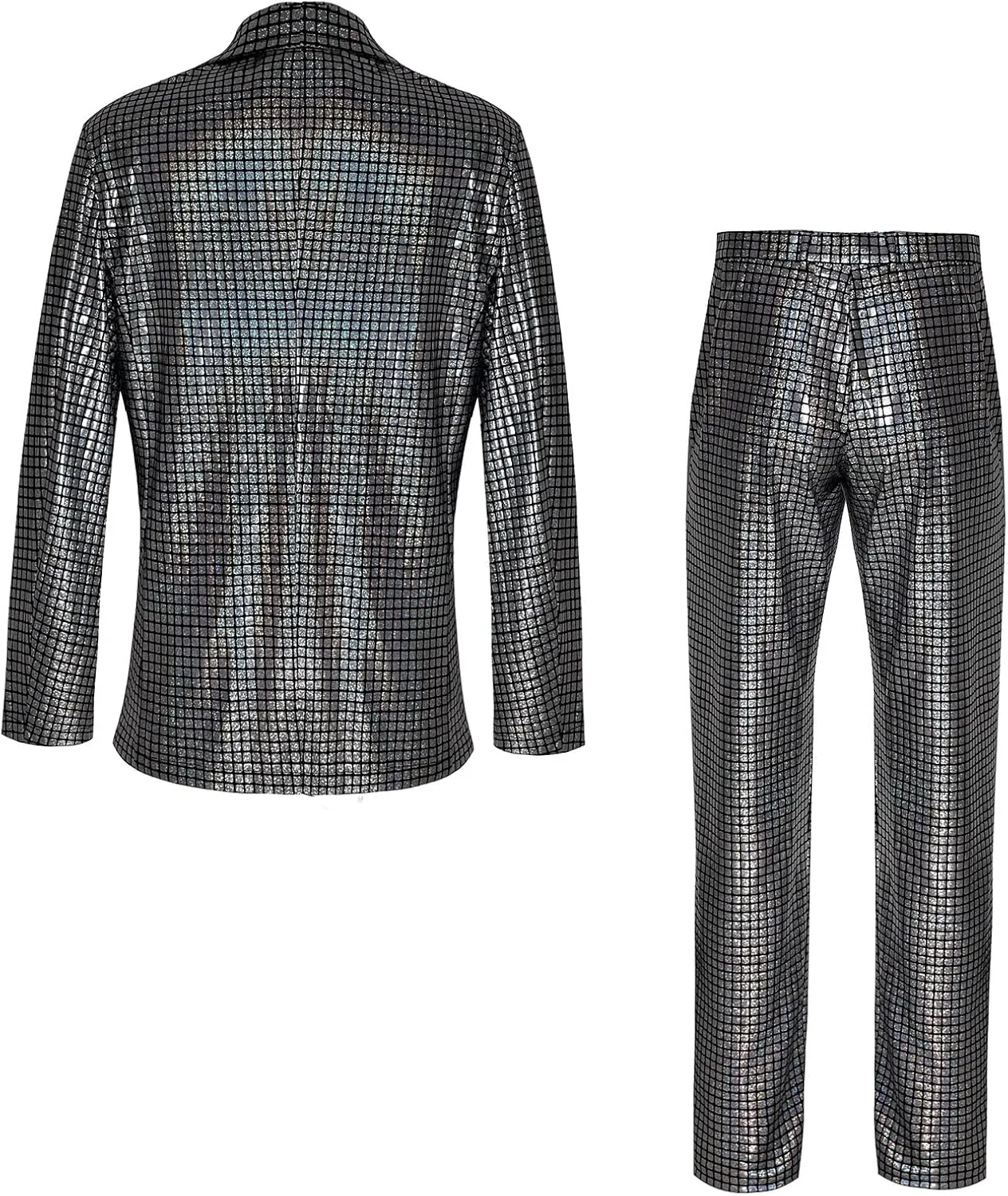 Men's 70s Disco Outfit Rainbow Suit Sequin Jacket and Pants Halloween Party Costume