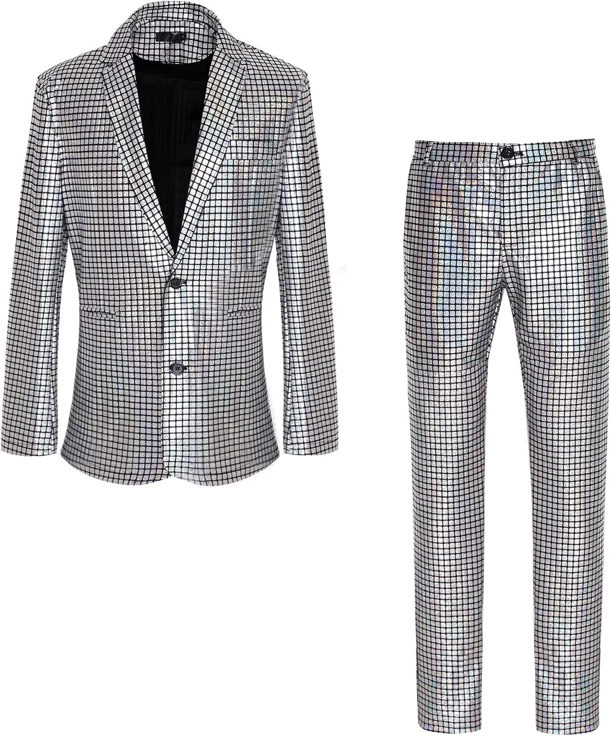 Men's 70s Disco Outfit Rainbow Suit Sequin Jacket and Pants Halloween Party Costume