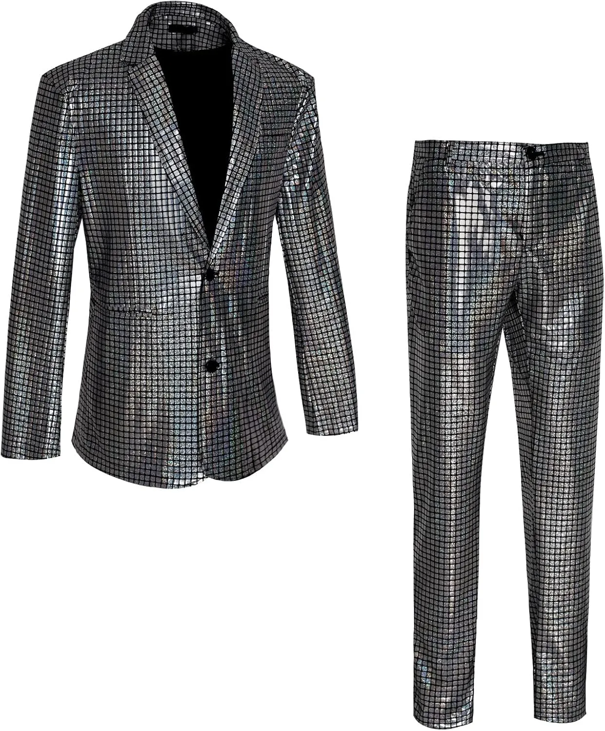 Men's 70s Disco Outfit Rainbow Suit Sequin Jacket and Pants Halloween Party Costume