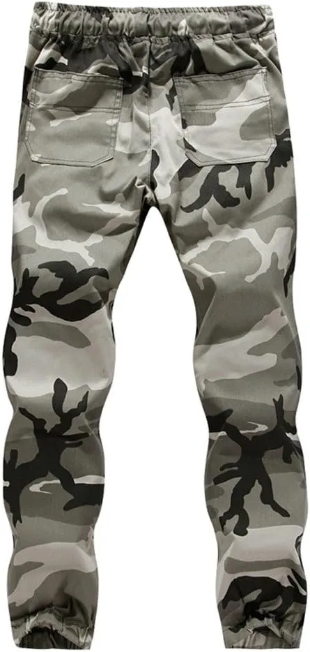 Men's Cargo Pants Outdoors Jogger Camo Slim Fit Sports Drawstring Plus Size Athletic Active Trousers