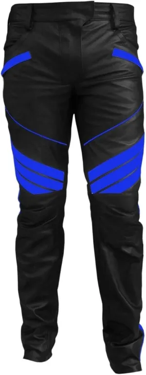 Mens HOT Style Motorcycle Bikers Real Leather Pants Jeans Trouser