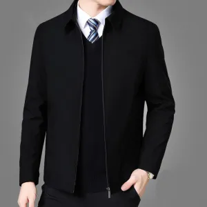 Mens Jackets And Coats Turn Down Collar Men Winter Jacket Zipper Side Pocket Clothing Fashion Long Sleeve Coat Men