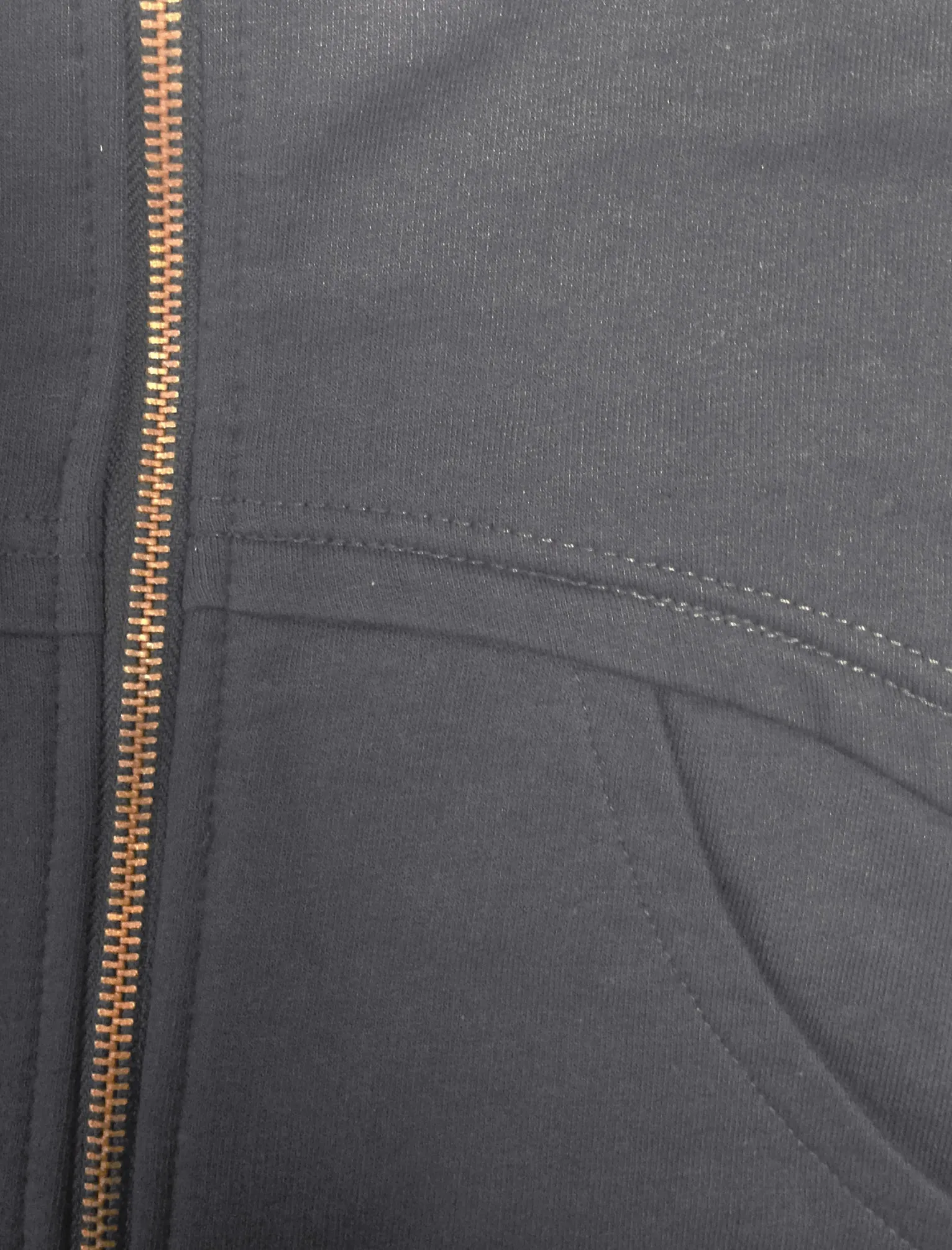 Mens Marc Curve Pocket Hoodie with Brass Zipper in Midnight Blue