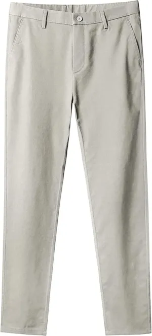 Men's Slim Fit Flat Front Pants Classic Stretch Dress Business Suit Pant Casual Straight Fit Chino Golf Pant