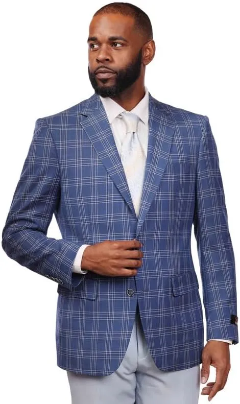 Mens Suit 2 & 3 Piece Plaid and Pinstripe Suit for Men Classic Regular fit Also in Big and Tall