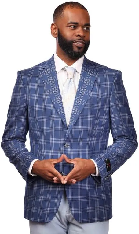 Mens Suit 2 & 3 Piece Plaid and Pinstripe Suit for Men Classic Regular fit Also in Big and Tall