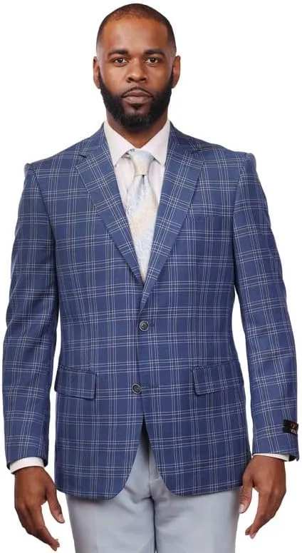 Mens Suit 2 & 3 Piece Plaid and Pinstripe Suit for Men Classic Regular fit Also in Big and Tall