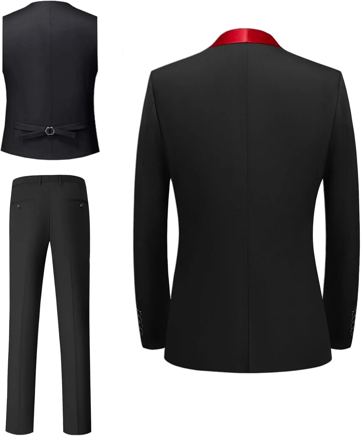 Mens Suit Set 4 Piece Suit Slim Fit Tuxedo Jacket Vest and Pants Set Wedding Suit for Prom Party Dinner with One Bow-tie