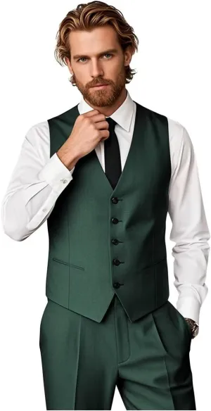 Mens Vest and Pants Suit Set Slim Fit 2 Piece Wedding Suits for Groomsmen Business Prom Homecoming Formal Set