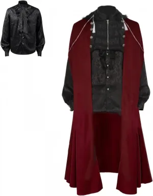 MIAOCOS Medieval Costume Cloak Long Cap Hooded Shirt Suit Renaissance Victorian Halloween Vampire Cosplay Party Show