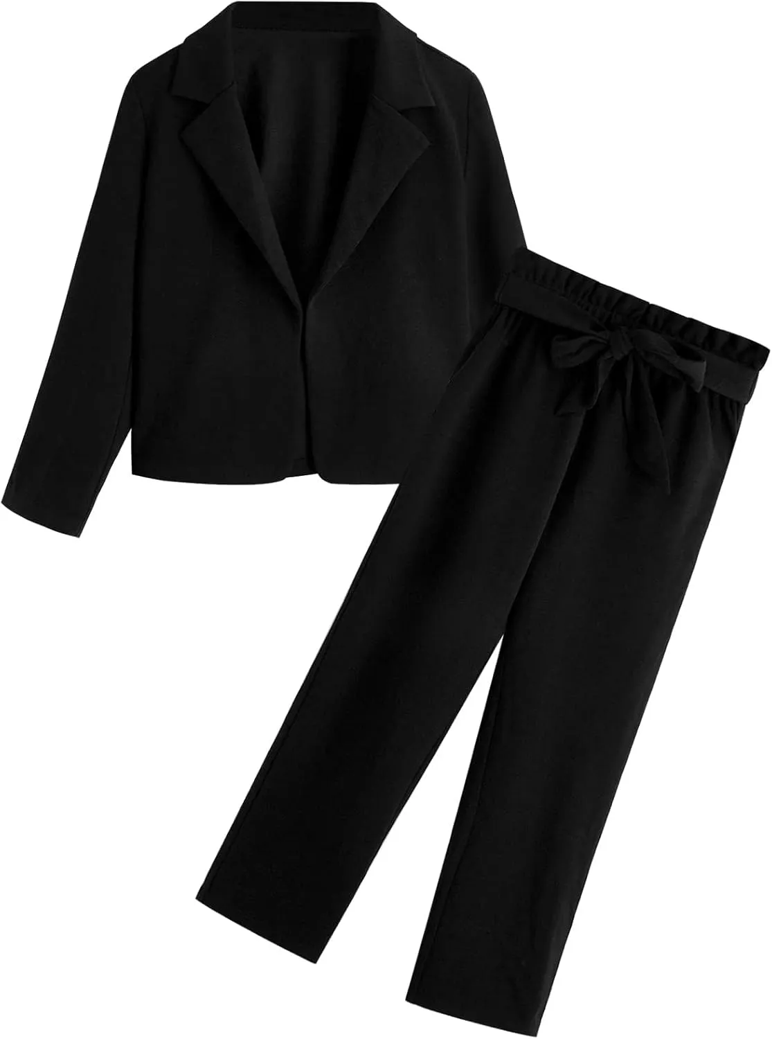 Milumia Girl's Two Piece Outfit Solid Open Front Blazer and Pants Set