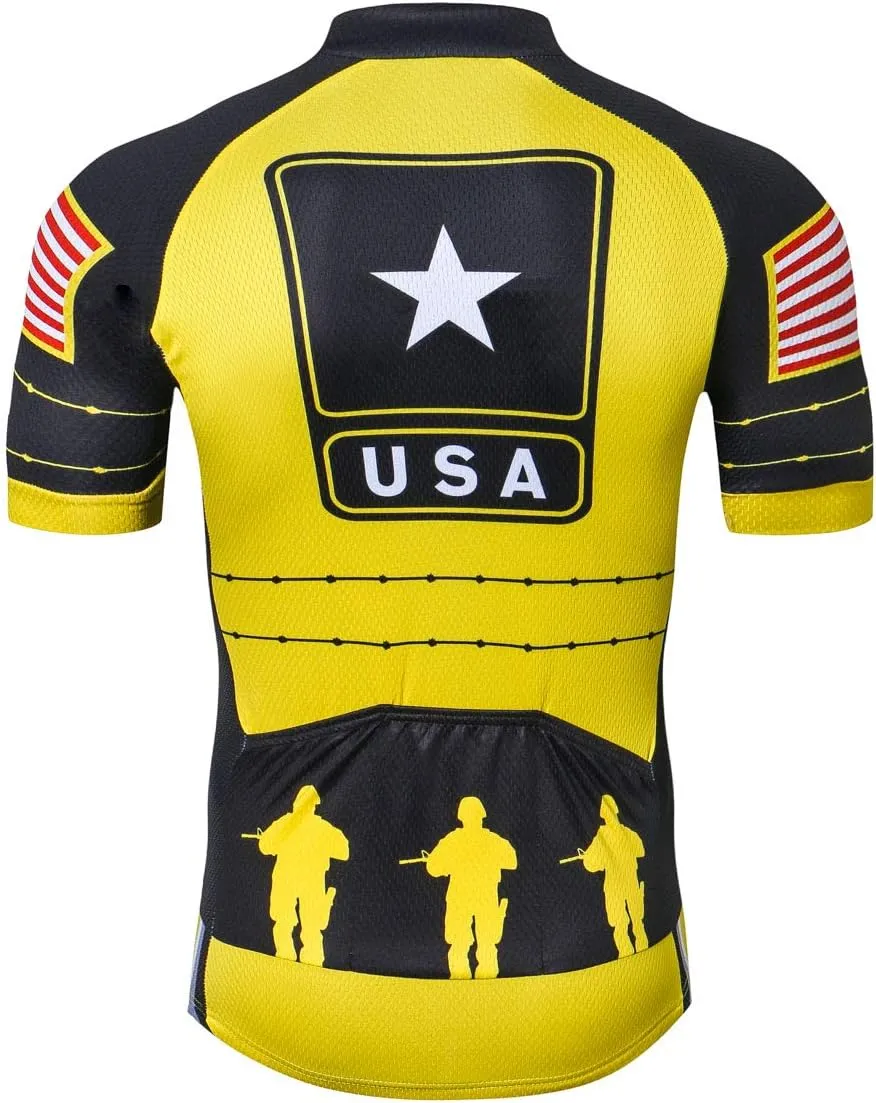 New Pro Full Zipper Men's Cycling Jersey Short Sleeve Riding Shirt USA