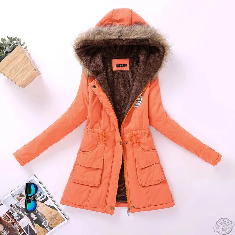 New Winter Women's Hooded Jacket Medium-lon plus size 4XL outwear - Sport's coat