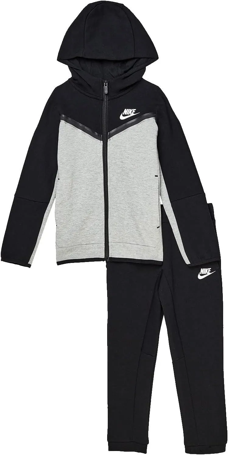 Nike Sportswear Tech Fleece Hoodie and Pants Set (Toddler/Little Kids) Dark Grey Heather/Black