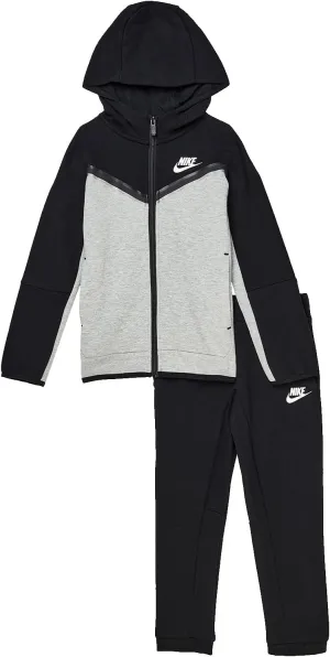 Nike Sportswear Tech Fleece Hoodie and Pants Set (Toddler/Little Kids) Dark Grey Heather/Black
