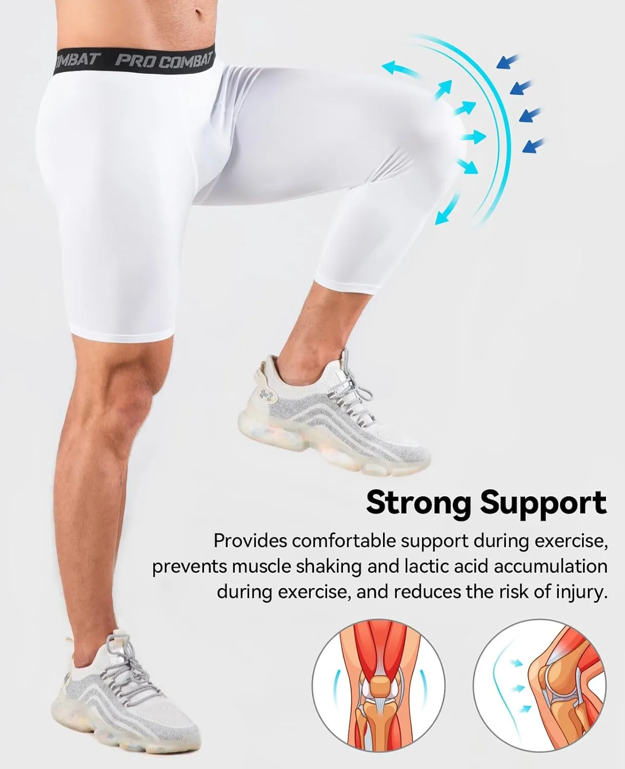 Niksa 1/2 Pack Men's Compression Pants, 3/4 One Leg Compression Tights Men Basketball Leg Sleeve Athletic Base Layer Leggings