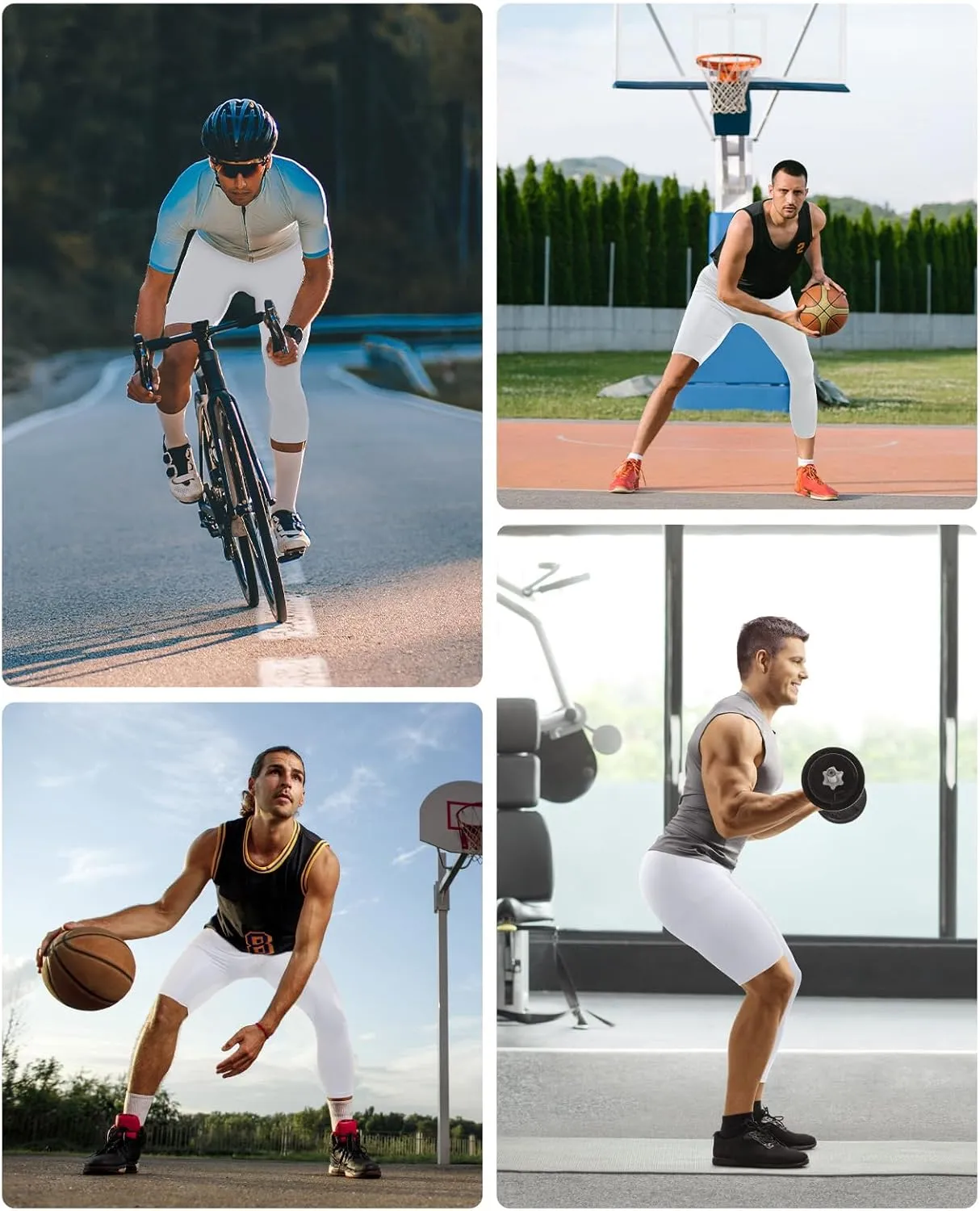 Niksa 1/2 Pack Men's Compression Pants, 3/4 One Leg Compression Tights Men Basketball Leg Sleeve Athletic Base Layer Leggings