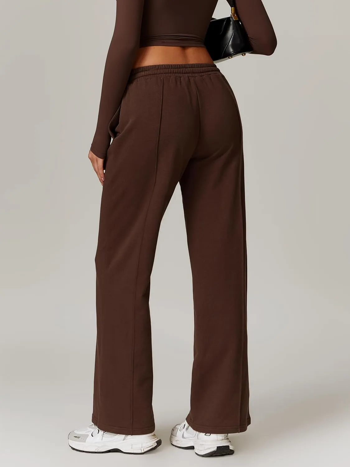 ODIZLI Women's Drawstring Straight Leg Sweatpants with Pockets Wide Leg Jogger Active Pants Lounge Trousers High Waist