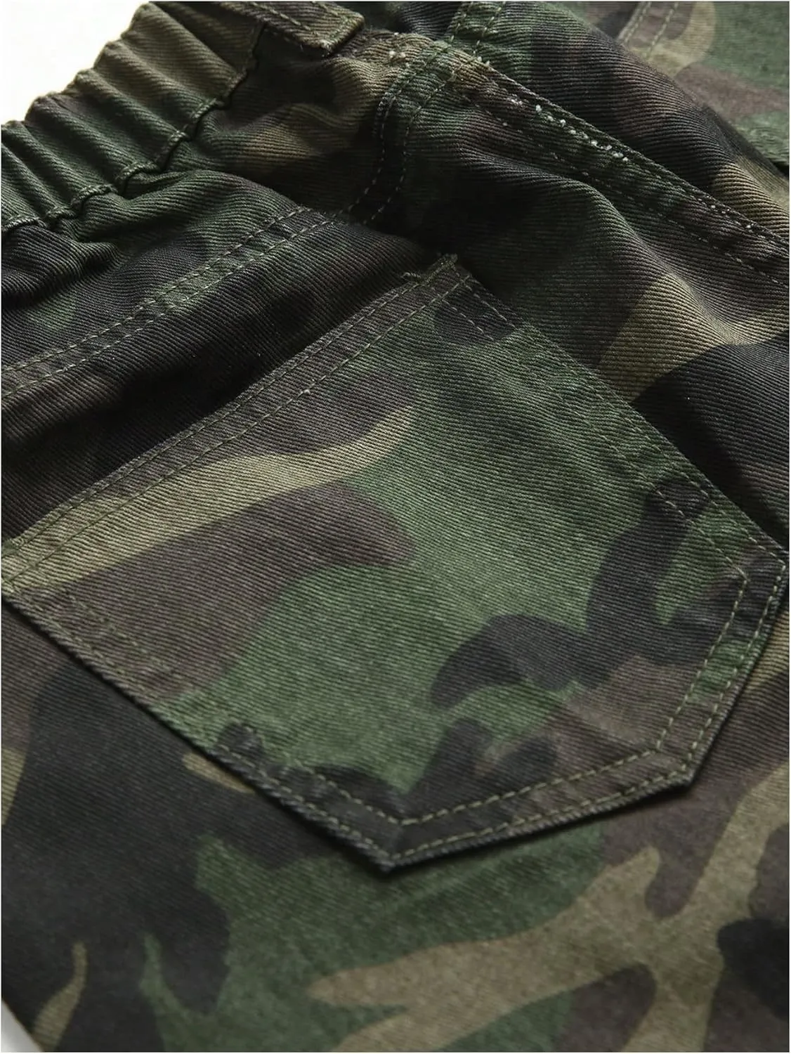 OYOANGLE Girl's Camo Print Cargo Pants Flap Pocket Mid Waist Wide Leg Casual Jeans