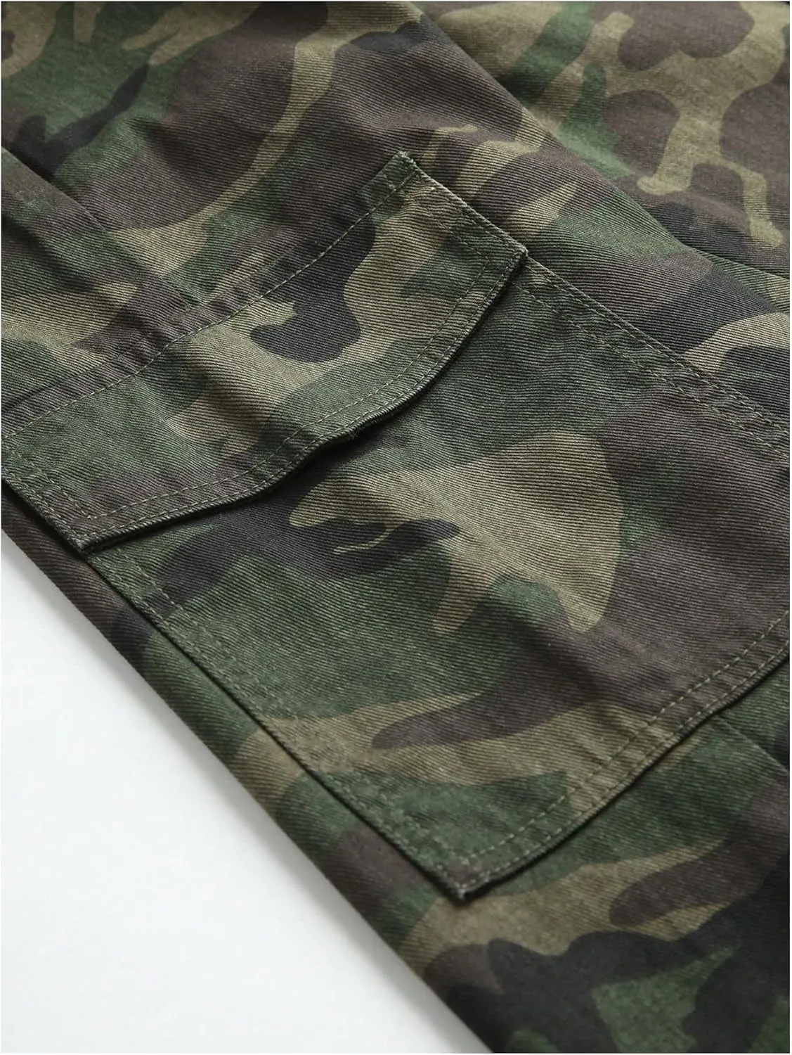 OYOANGLE Girl's Camo Print Cargo Pants Flap Pocket Mid Waist Wide Leg Casual Jeans