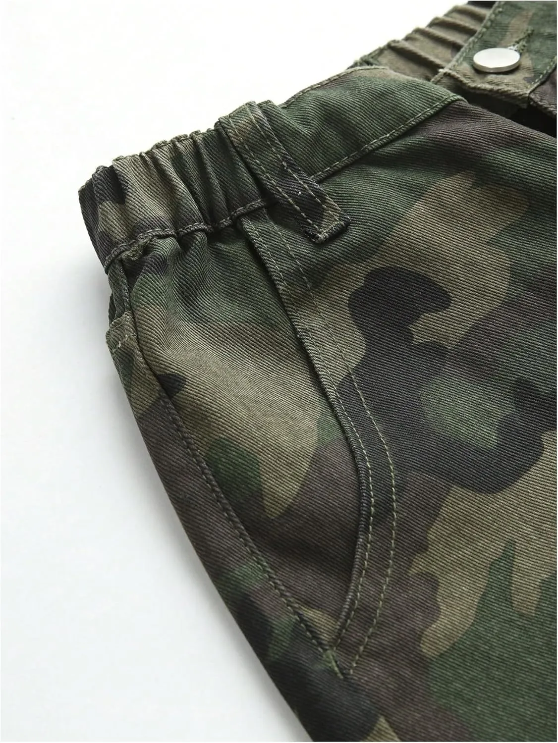 OYOANGLE Girl's Camo Print Cargo Pants Flap Pocket Mid Waist Wide Leg Casual Jeans