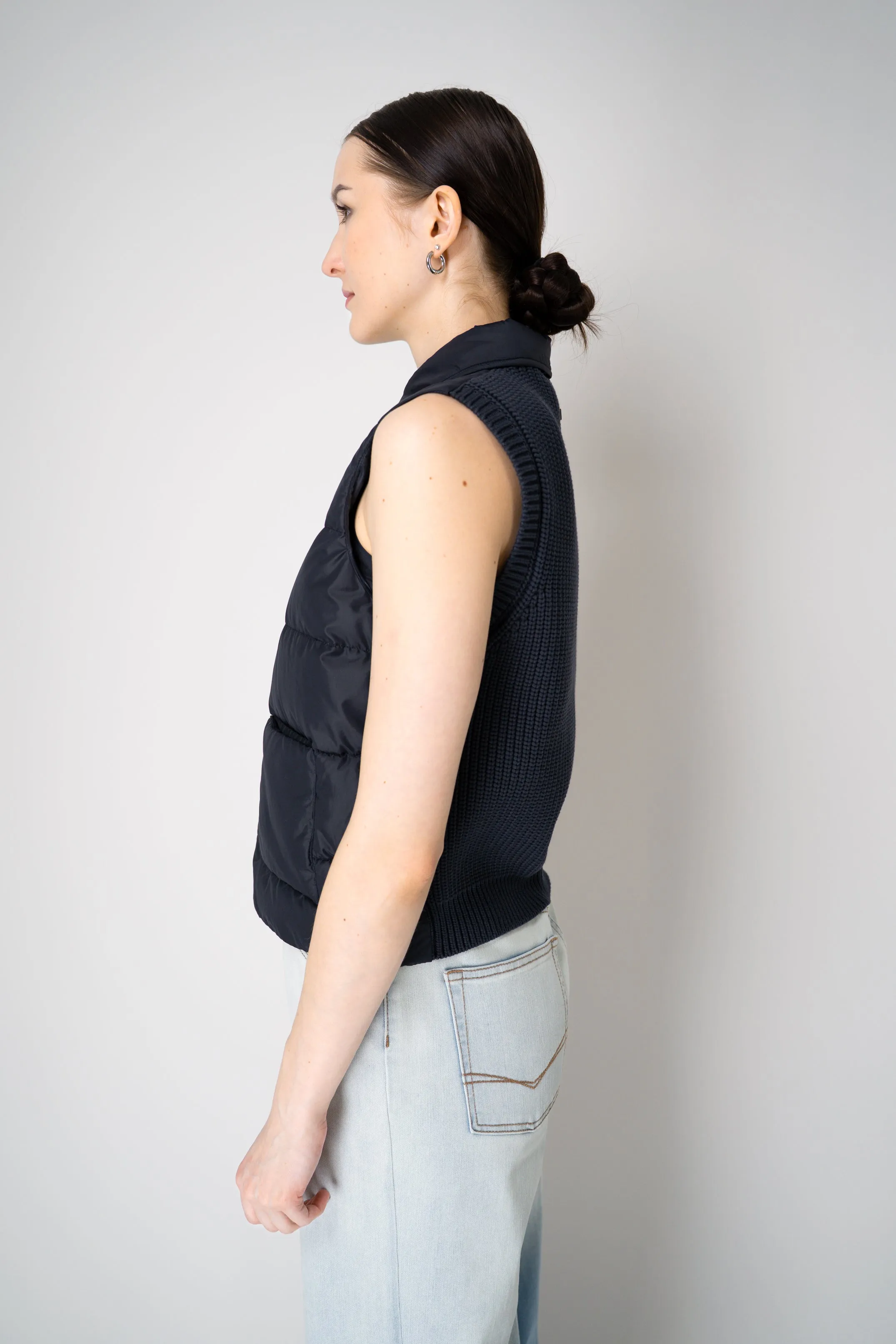Peserico Padded Vest with Knit Back In Navy