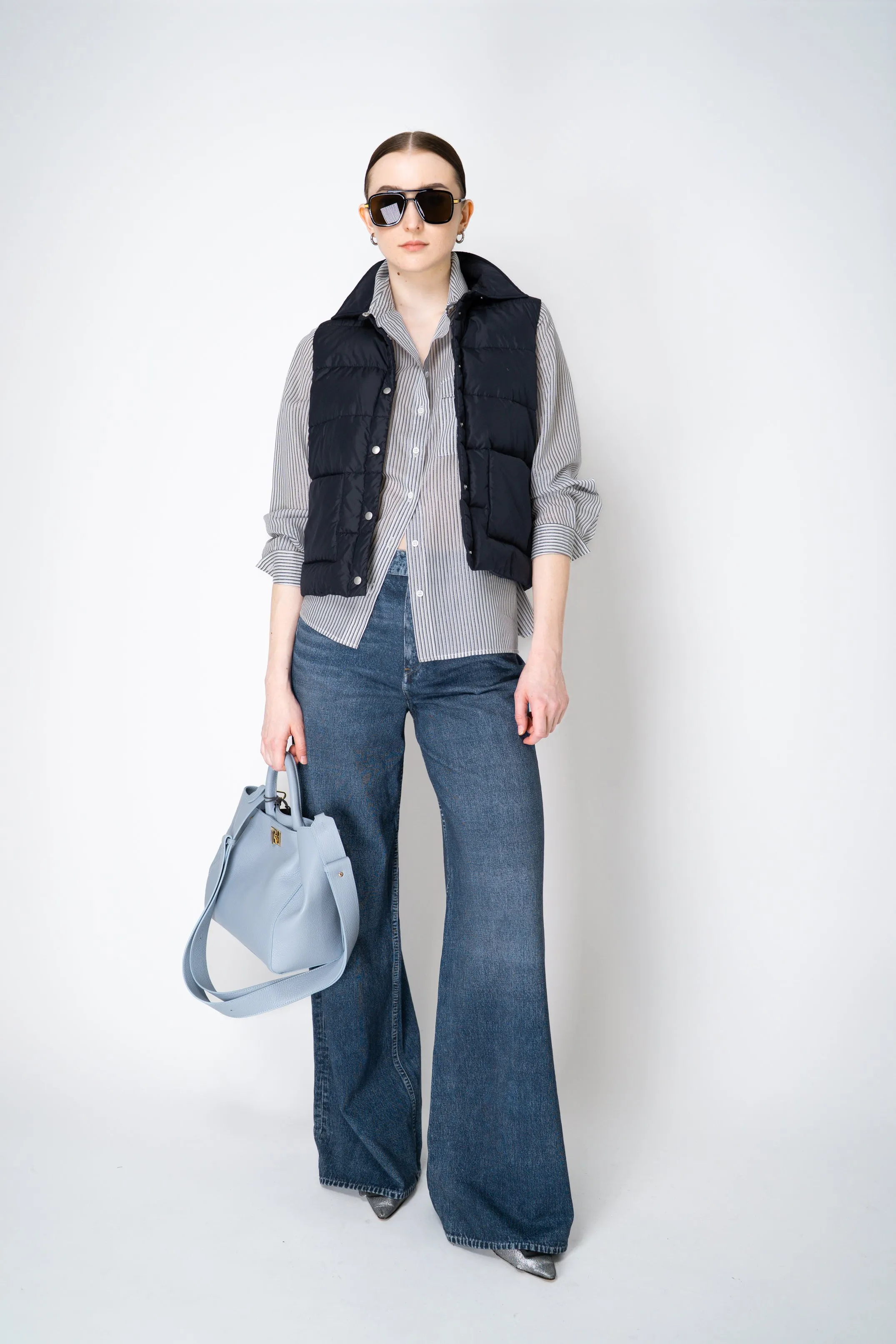 Peserico Padded Vest with Knit Back In Navy