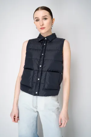 Peserico Padded Vest with Knit Back In Navy