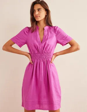 Pintuck Detail Mini Dress-Rose Violet