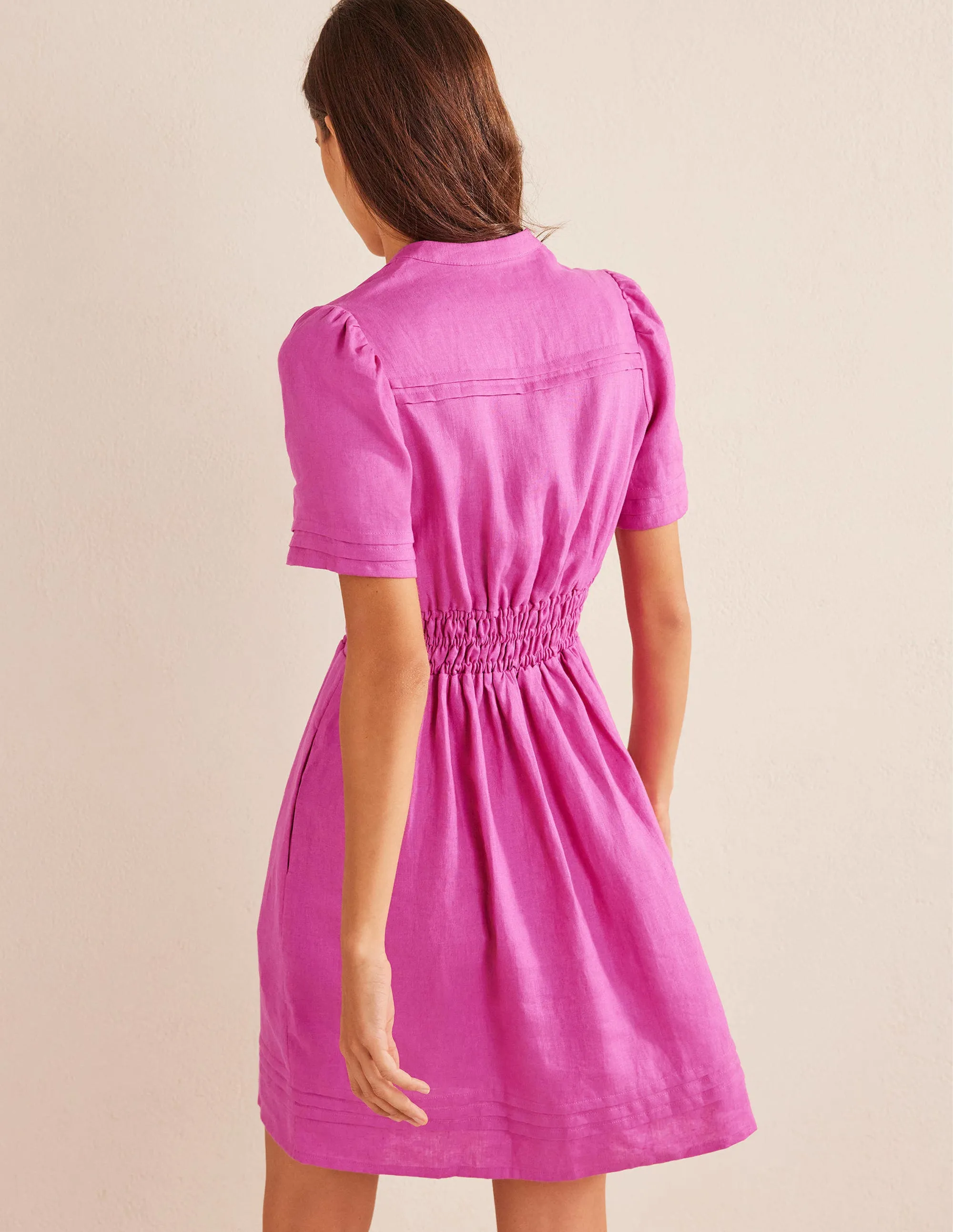 Pintuck Detail Mini Dress-Rose Violet