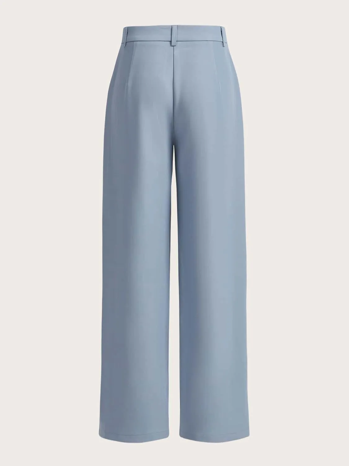 SECOLI Women's Straight Wide Leg Trousers Pants Baby Blue Casual High Waist Straight Leg Pants