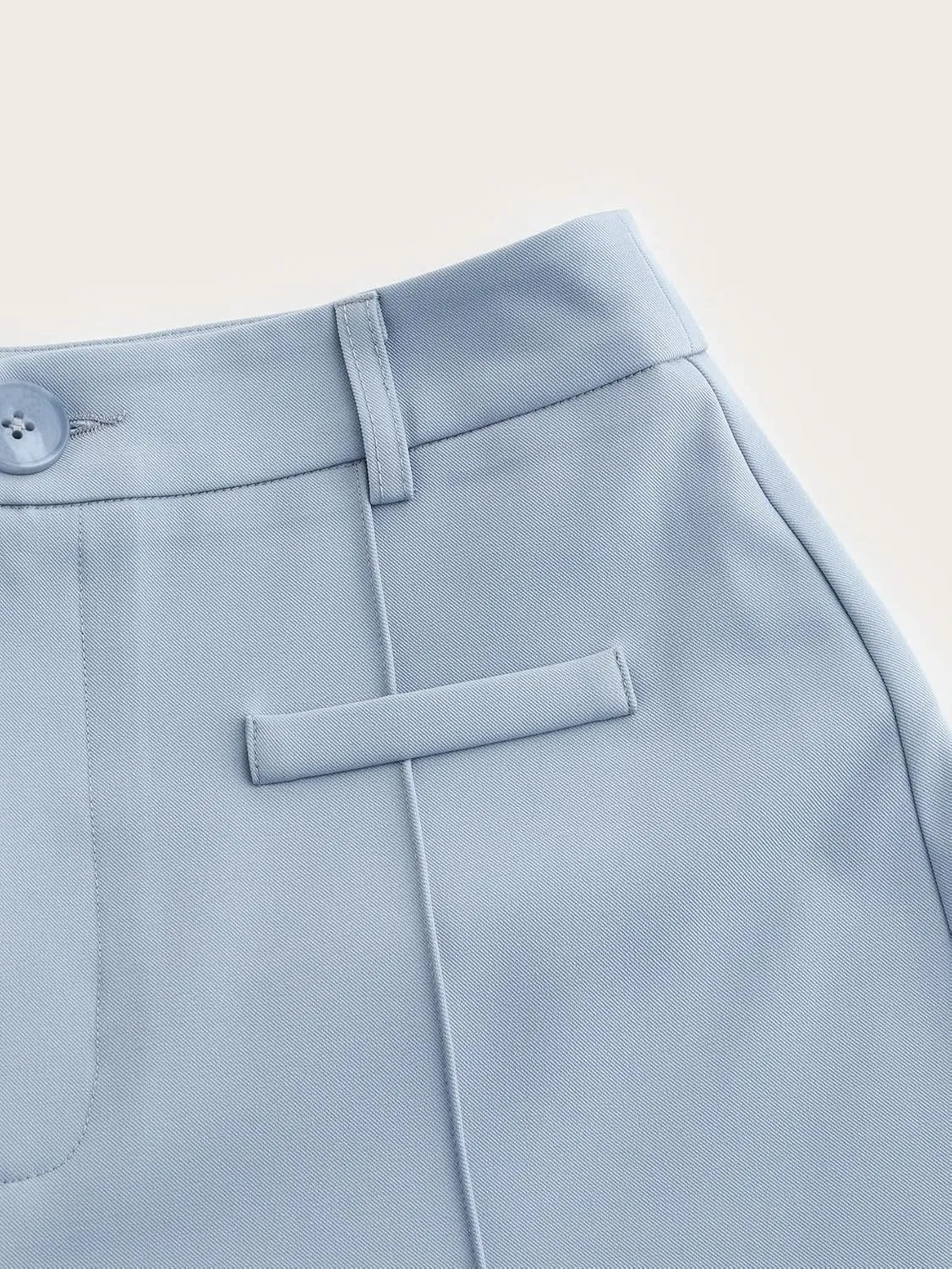 SECOLI Women's Straight Wide Leg Trousers Pants Baby Blue Casual High Waist Straight Leg Pants