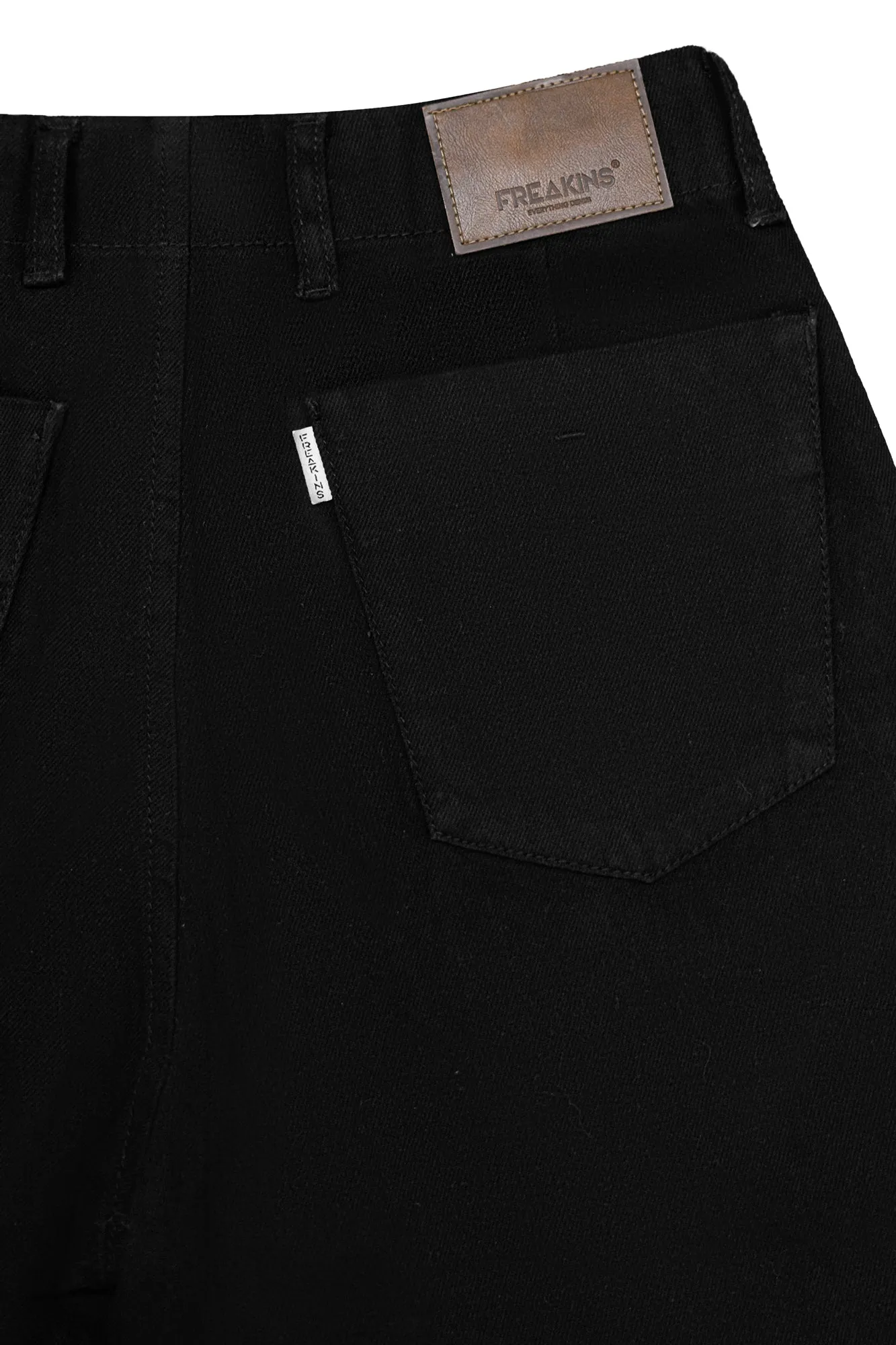 Solid Black Curve Pintuck Straight Jeans