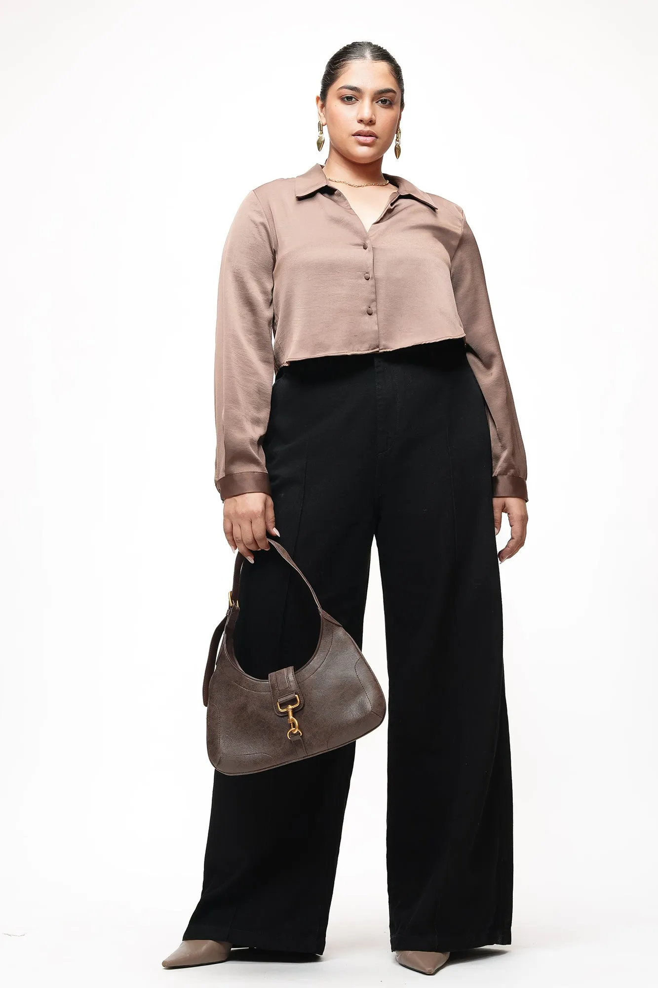 Solid Black Curve Pintuck Straight Jeans