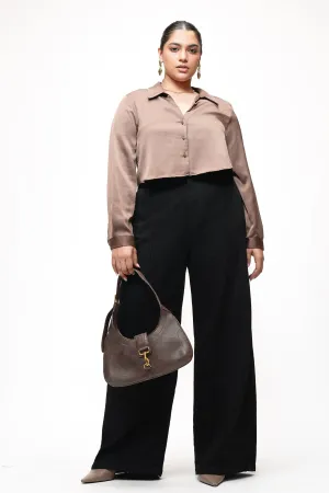 Solid Black Curve Pintuck Straight Jeans