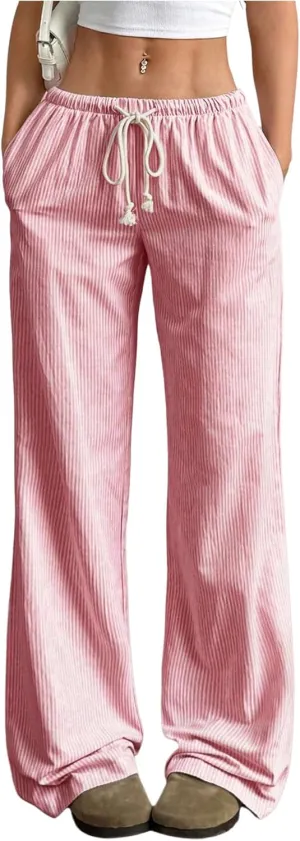 SOLY HUX Women's Drawstring Straight Leg Baggy Pants Casual Lounge Pants Trousers with Pocket