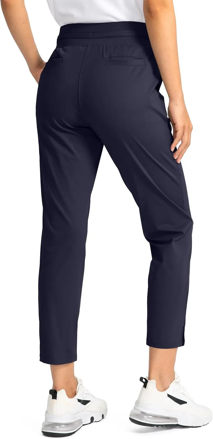 Soothfeel Women's Pants with 4 Pockets 7/8 Stretch High Waisted Sweatpants Travel Athletic Work Golf Pants for Women