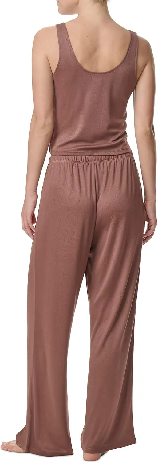 Splendid Women's Long Sleeve Cardigan, Crop Tank and High Waisted Pant 3-Piece Pajama Set