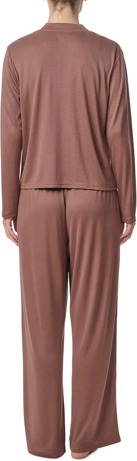 Splendid Women's Long Sleeve Cardigan, Crop Tank and High Waisted Pant 3-Piece Pajama Set